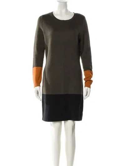 Pre-owned Nicole Miller Colorblock Pattern Mini Dress In Brown