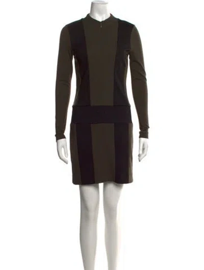 Pre-owned Nicole Miller Colorblock Pattern Mini Dress In Green