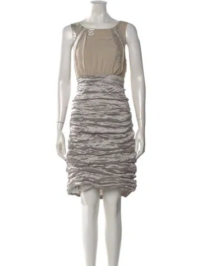 Pre-owned Nicole Miller Colorblock Pattern Mini Dress In Silver