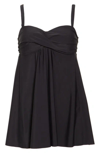 Nicole Miller Convertible One-piece Swim Dress In Black