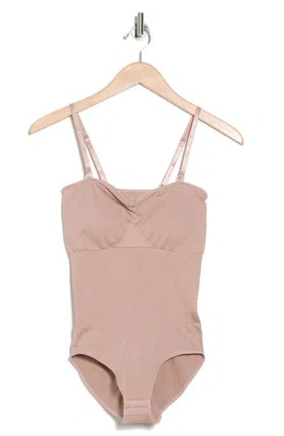 Nicole Miller Convertible Seamless Shaping Bodysuit In Mineral Blush