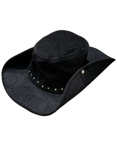 Nicole Miller Corduroy Packable Cowboy Hat In Black