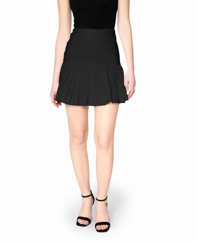 Nicole Miller Cotton Metal Flounce Mini Skirt In Black