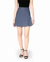 Nicole Miller Cotton Metal Flounce Mini Skirt In Denim Blue In Multi