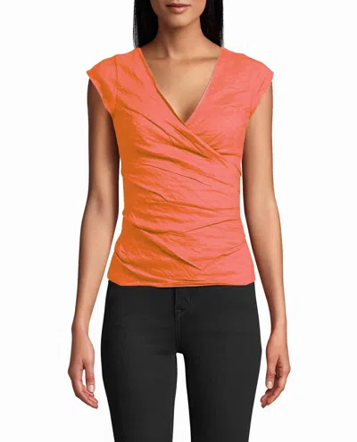 Nicole Miller Cotton Metal Logan Top In Coral In Pink