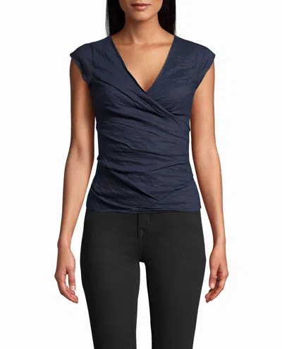Nicole Miller Cotton Metal Logan Top In Navy In Blue