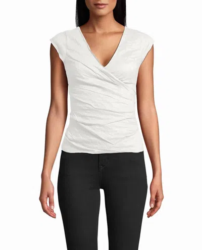 Nicole Miller Cotton Metal Logan Top In White In Neutral