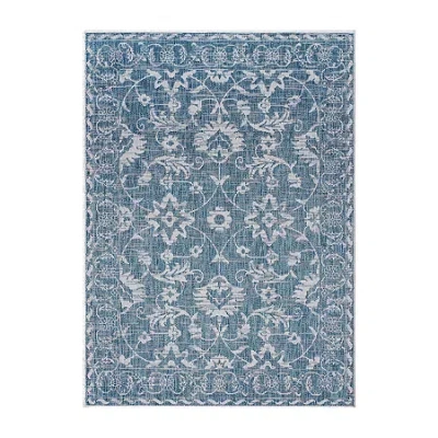 Nicole Miller Country Ayala Floral Outdoor Rectangular Area Rug In Blue