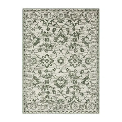 Nicole Miller Country Ayala Floral Outdoor Rectangular Area Rug In Green