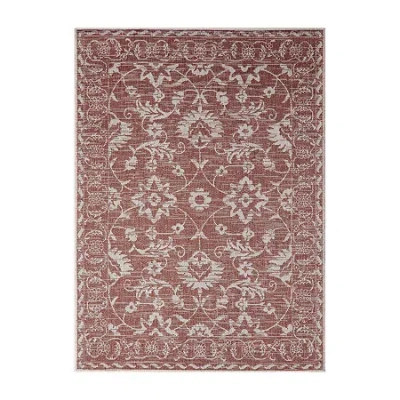 Nicole Miller Country Ayala Floral Outdoor Rectangular Area Rug In Red