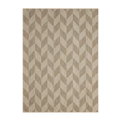 Nicole Miller Country Calla Herringbone Washable Outdoor Rectangular Area Rug In Brown