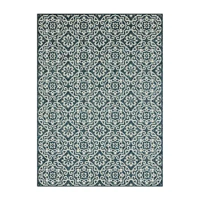 Nicole Miller Country Danica Geometric Outdoor Rectangular Area Rug In Blue