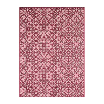 Nicole Miller Country Danica Geometric Outdoor Rectangular Area Rug In Pink