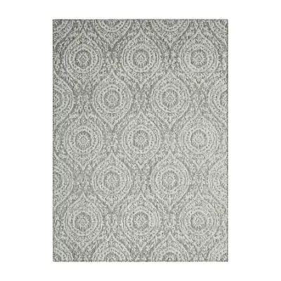 Nicole Miller Country Zoe Damask Outdoor Rectangular Area Rug In Gray