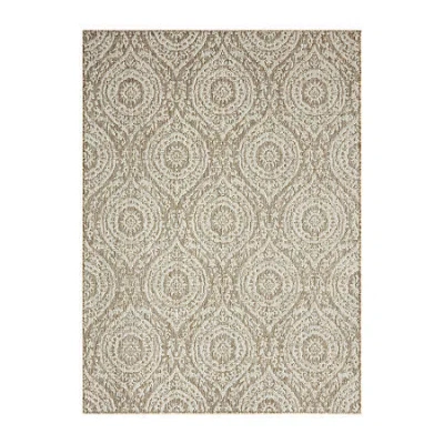 Nicole Miller Country Zoe Damask Outdoor Rectangular Area Rug In Sand