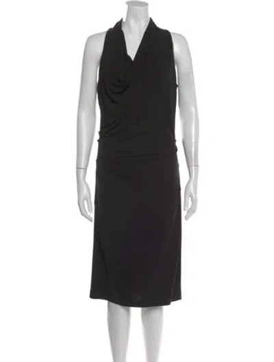 Pre-owned Nicole Miller Cowl Neck Knee-length Dress In Black