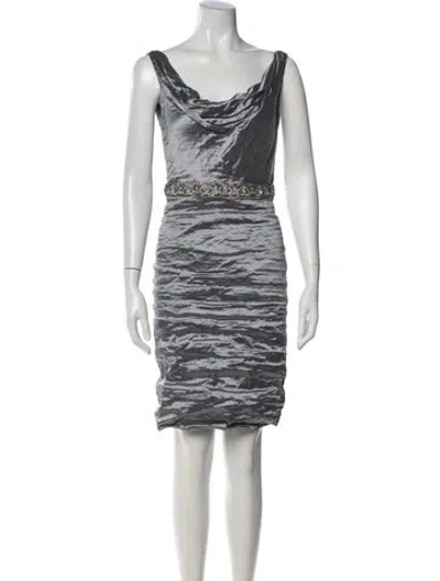 Pre-owned Nicole Miller Cowl Neck Knee-length Dress In Multi