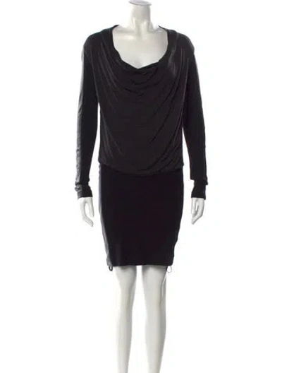 Pre-owned Nicole Miller Cowl Neck Mini Dress In Black
