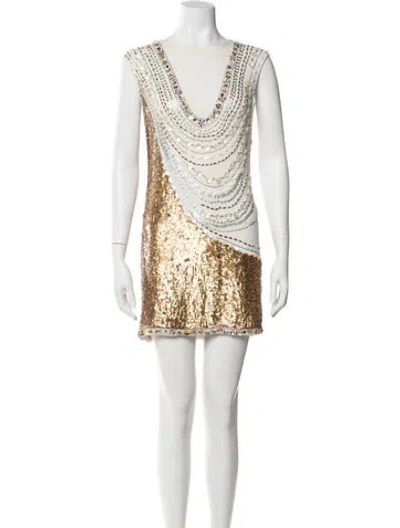 Pre-owned Nicole Miller Cowl Neck Mini Dress In Multi
