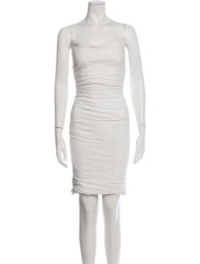 Pre-owned Nicole Miller Cowl Neck Mini Dress In White