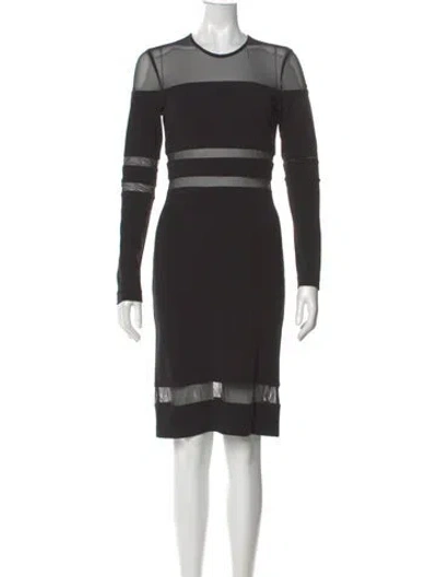 Pre-owned Nicole Miller Crew Neck Knee-length Dress In Black