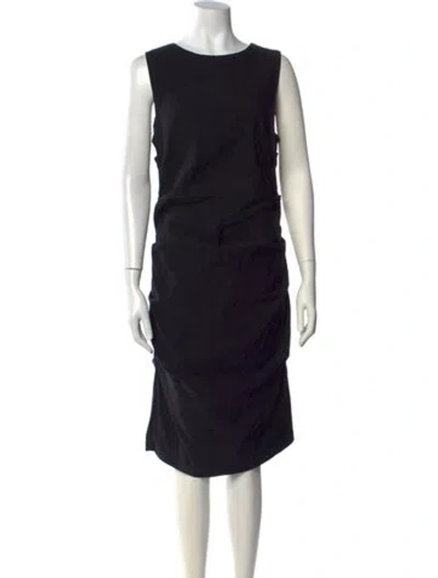Pre-owned Nicole Miller Crew Neck Knee-length Dress In Black