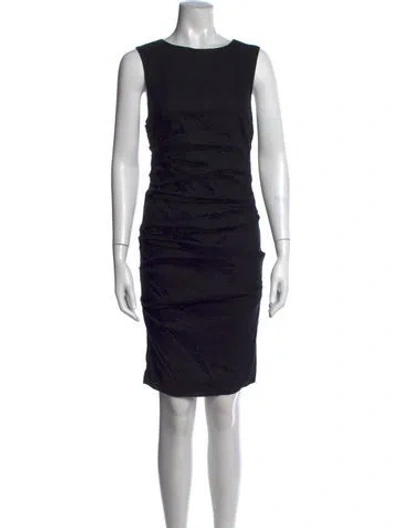 Pre-owned Nicole Miller Crew Neck Knee-length Dress In Black
