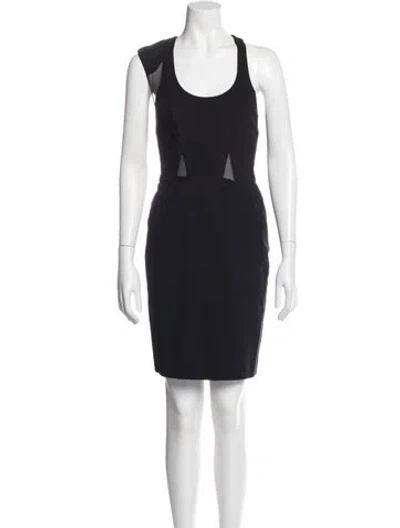 Pre-owned Nicole Miller Crew Neck Knee-length Dress In Blue
