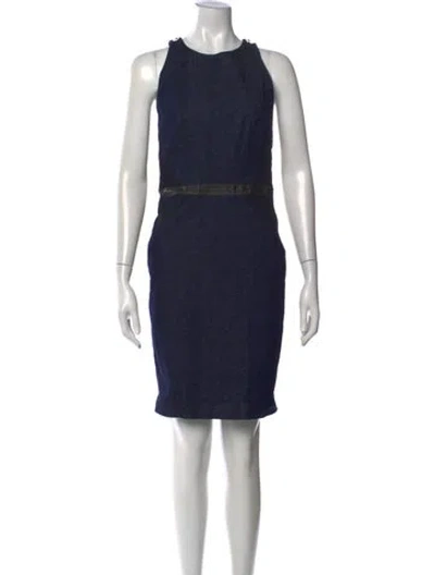Pre-owned Nicole Miller Crew Neck Knee-length Dress In Blue