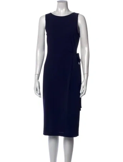 Pre-owned Nicole Miller Crew Neck Knee-length Dress In Blue