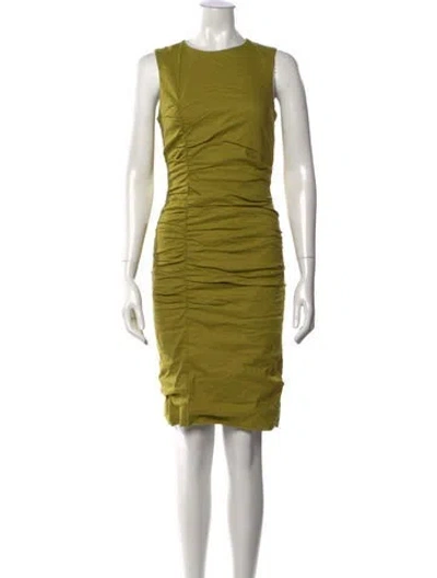 Pre-owned Nicole Miller Crew Neck Knee-length Dress In Green