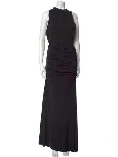 Pre-owned Nicole Miller Crew Neck Long Dress In Black