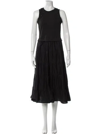 Pre-owned Nicole Miller Crew Neck Midi Length Dress In Black