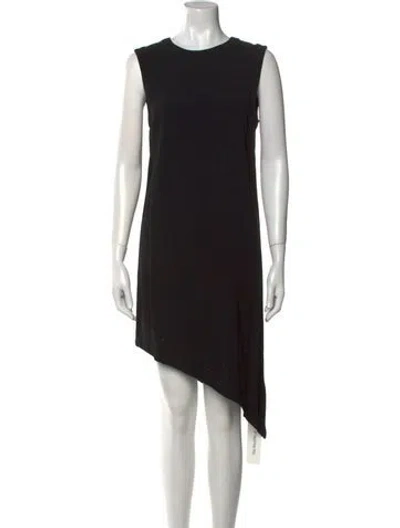 Pre-owned Nicole Miller Crew Neck Midi Length Dress In Black