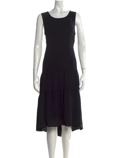 Pre-owned Nicole Miller Crew Neck Midi Length Dress In Black