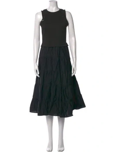 Pre-owned Nicole Miller Crew Neck Midi Length Dress In Blue