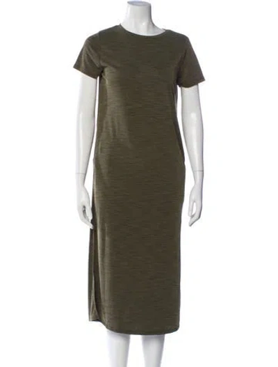 Pre-owned Nicole Miller Crew Neck Midi Length Dress In Green