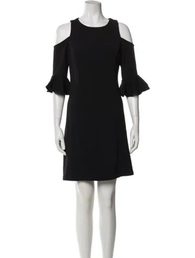 Pre-owned Nicole Miller Crew Neck Mini Dress In Black