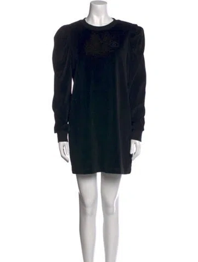 Pre-owned Nicole Miller Crew Neck Mini Dress In Black