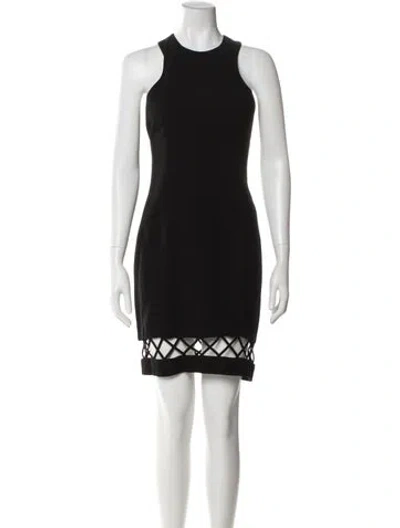 Pre-owned Nicole Miller Crew Neck Mini Dress In Black