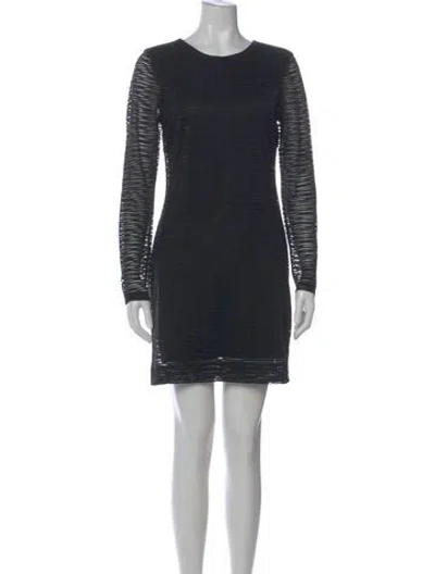 Pre-owned Nicole Miller Crew Neck Mini Dress In Black
