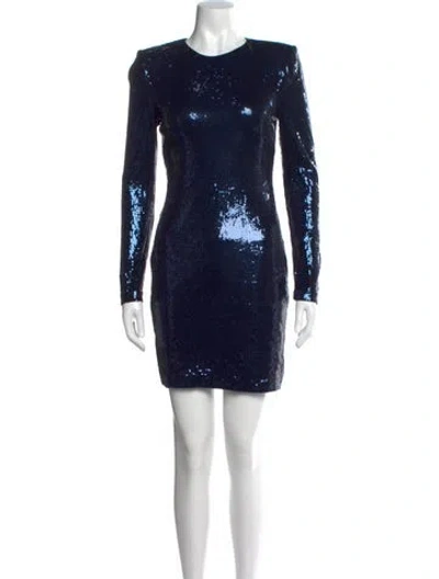 Pre-owned Nicole Miller Crew Neck Mini Dress In Black