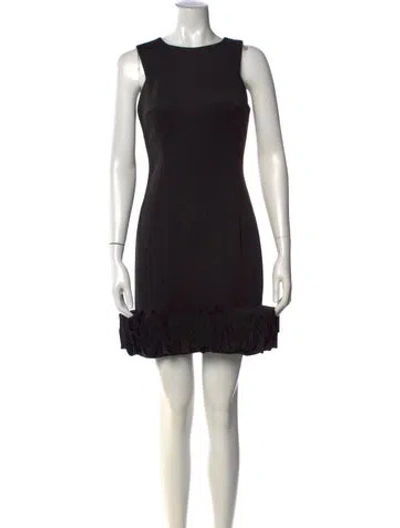 Pre-owned Nicole Miller Crew Neck Mini Dress In Black