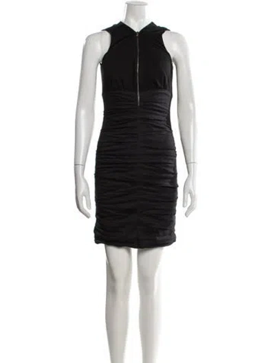 Pre-owned Nicole Miller Crew Neck Mini Dress In Black