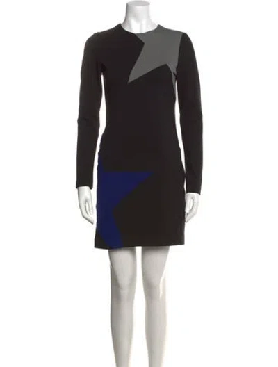 Pre-owned Nicole Miller Crew Neck Mini Dress In Black