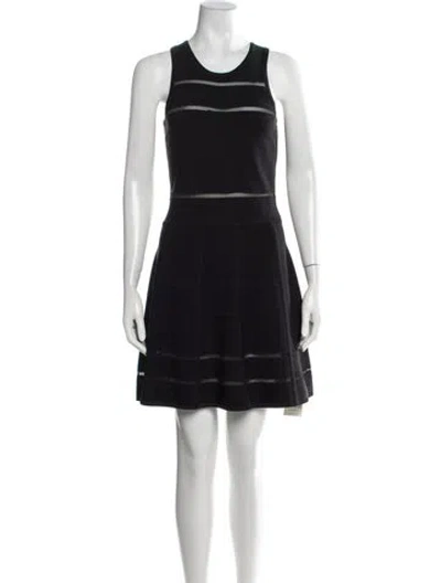 Pre-owned Nicole Miller Crew Neck Mini Dress In Black