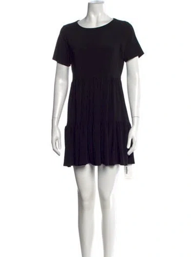 Pre-owned Nicole Miller Crew Neck Mini Dress In Black