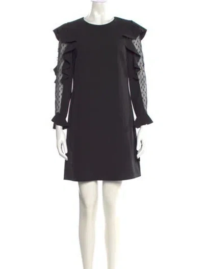 Pre-owned Nicole Miller Crew Neck Mini Dress In Gray