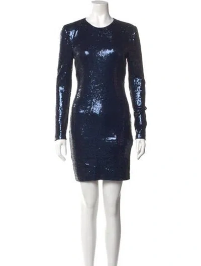 Pre-owned Nicole Miller Crew Neck Mini Dress In Gray