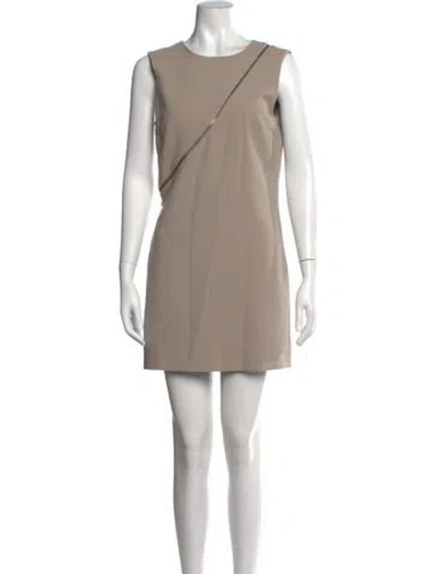 Pre-owned Nicole Miller Crew Neck Mini Dress In Neutral